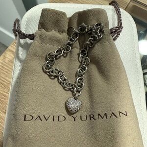 NEW David Yurman Diamond Heart Cable Bracelet – Sterling Silver